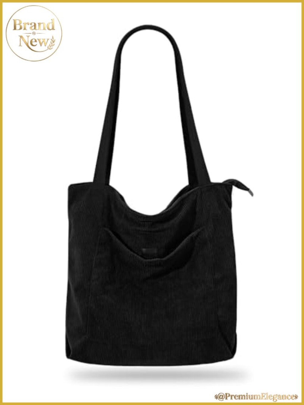 Corduroy Hobo Tote Bag with Zipper, Large Shoulder Handbag for Women